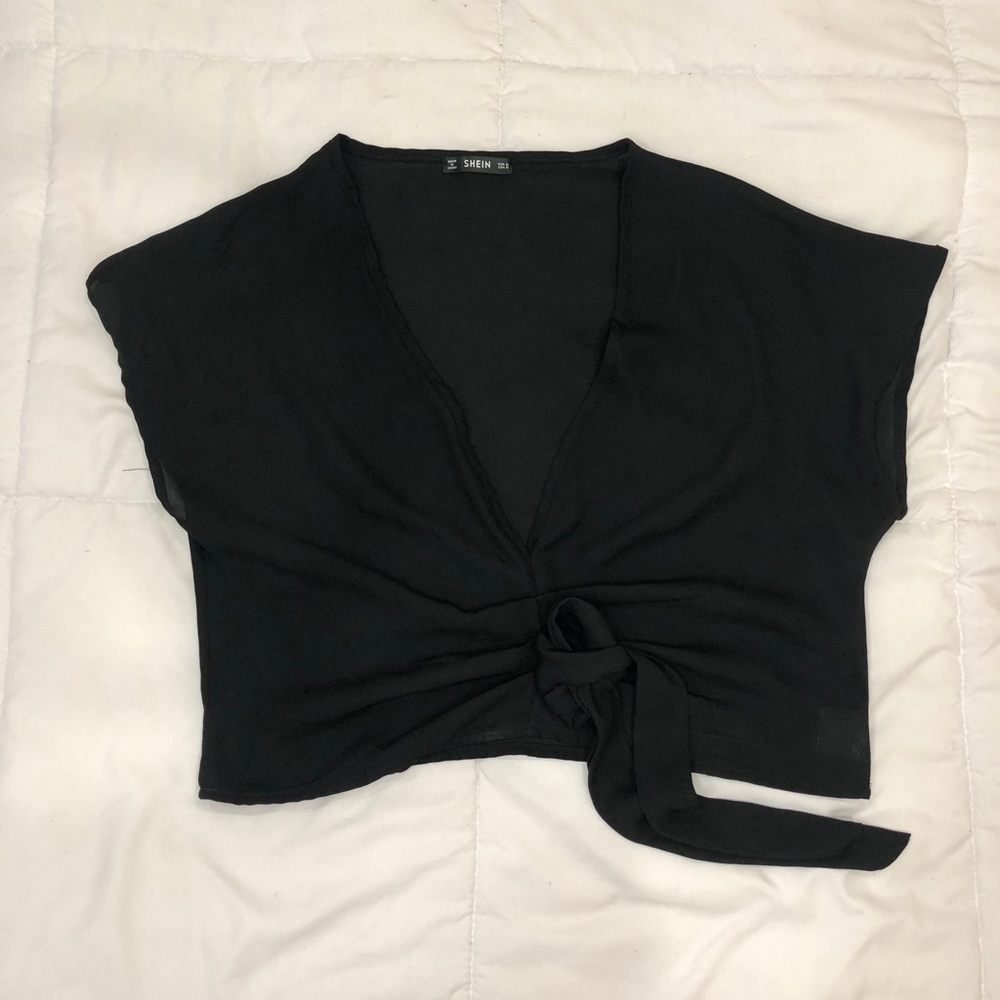 Black Sheer Flowy Top - Shein - Size Medium